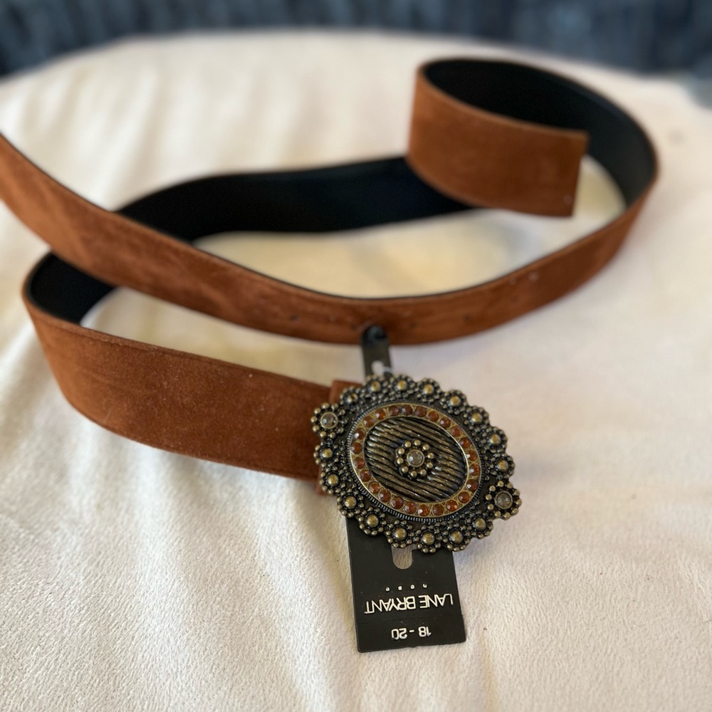 Lane Bryant brown with rhinestone buckle Belt NWT 18-20